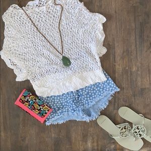 Light Knit / Mesh Wide-sleeved Top